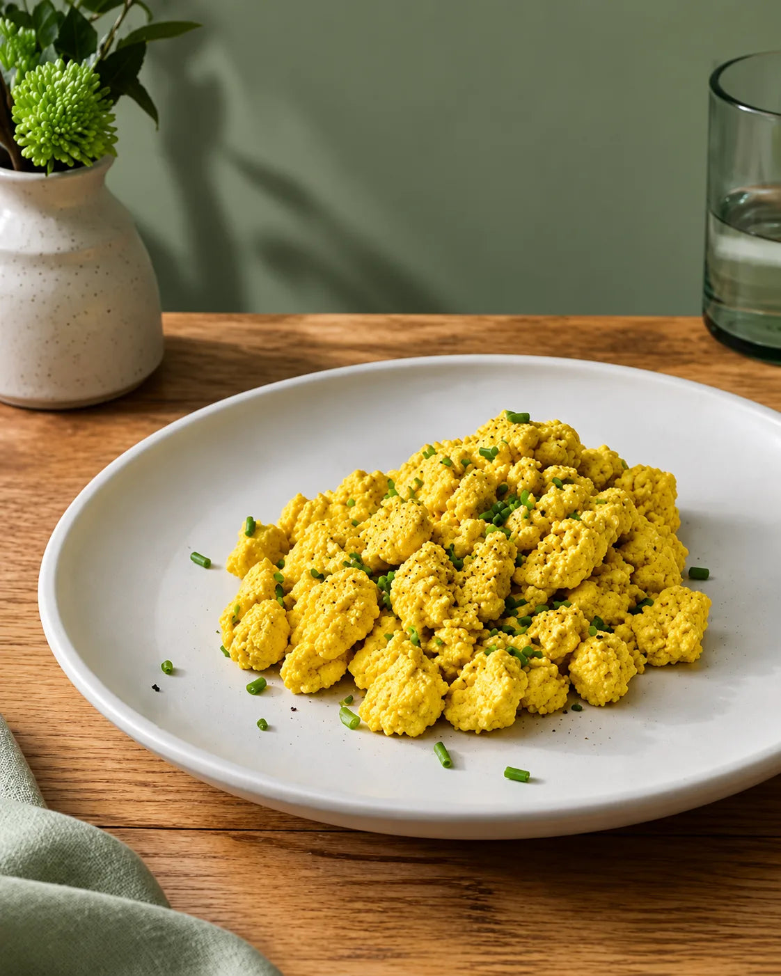 Plant based egg powder prepared as scrambled eggs